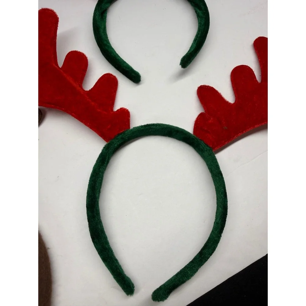 Christmas Reindeer Antler Headband Lot 4pc Holiday Party Accessories Red Green